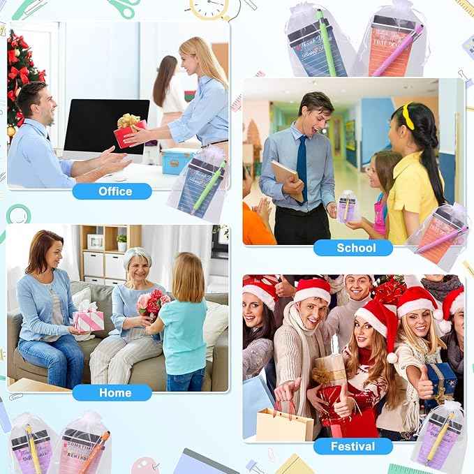24 Set Employee Appreciation Gifts Bulk Team - 24 Pack Coffee Cup Notepad+24 Ballpoint Pens+ 24 Drawstring Gift Bags, Bulk Gifts for Coworkers/Staffs/Teachers/Christmas