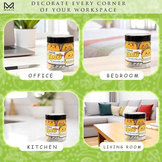 Positive Taco Jar - 60 Affirmation Cards Funny Birthday Gifts for Women Men Easter Basket Stuffers Teens Son Mom Dad Daughter Sister Friend Coworkers Teachers Employee Appreciation Gifts Self Care White Elephant Gift