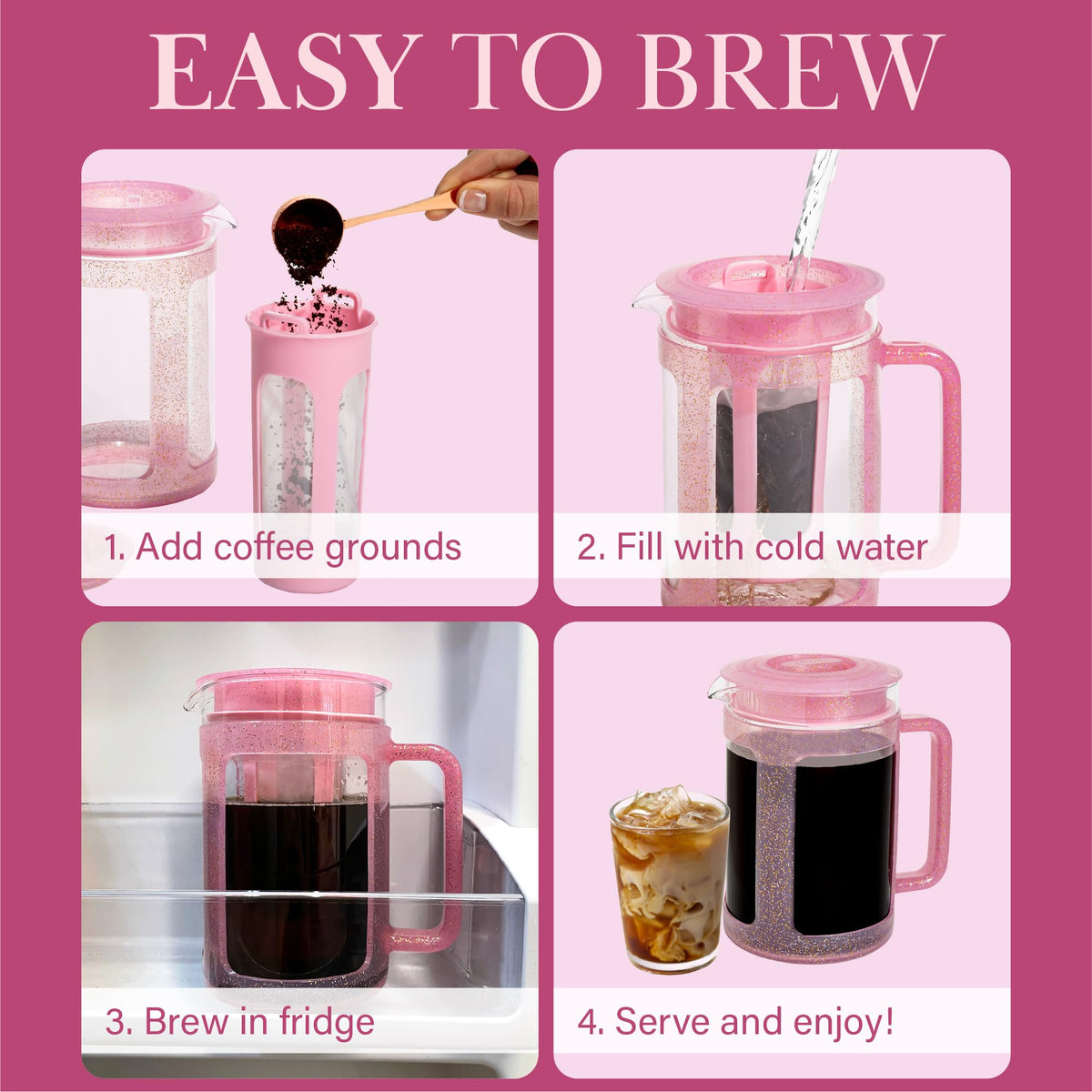 Cold brew coffee maker with flip cap lid