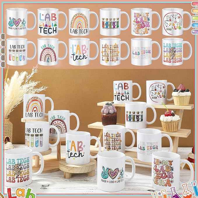 12 Pcs Lab Week 2026 Gifts Mugs, Lab Tech Medical Laboratory Scientist Gifts Bulk for Workers 11oz Ceramic Mugs Cup for Laboratory Science Scientist Nurse Doctor