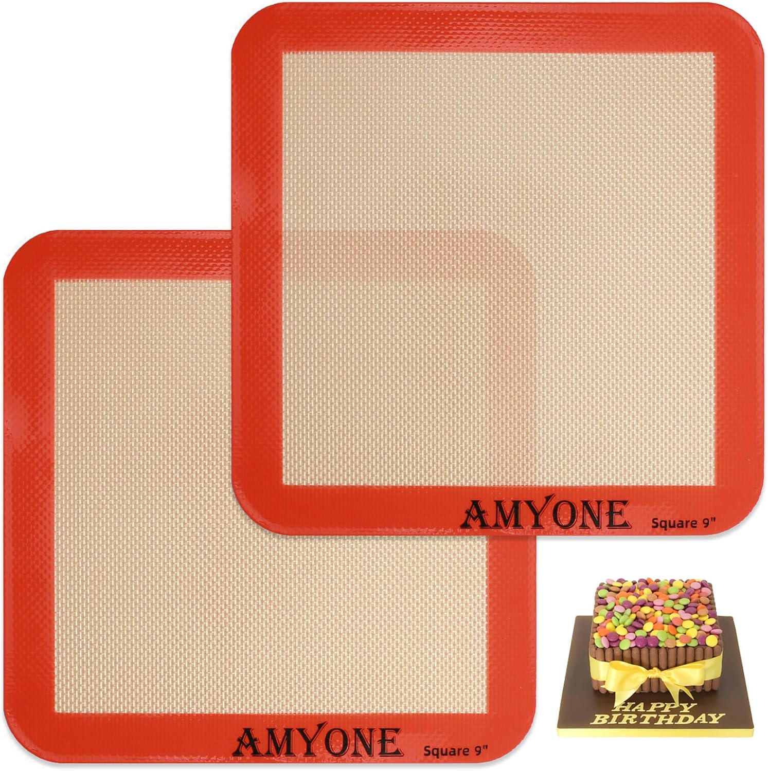 Square Silicone Baking Mats for 9 Inch Cake Pan, 8.5