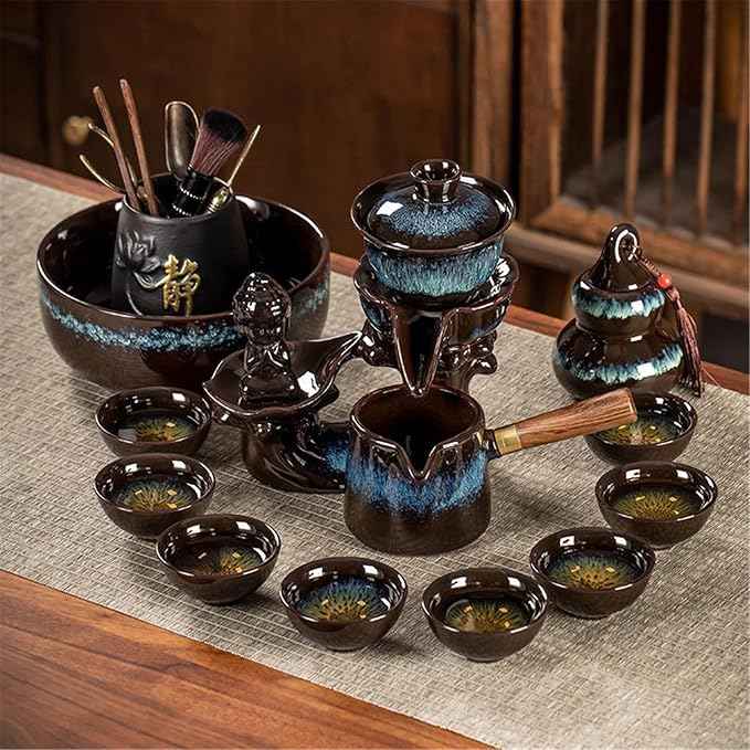 Ceramic Ge Kiln Automatic Tea Set, Easy Brewing Teapot and Cups-suit31