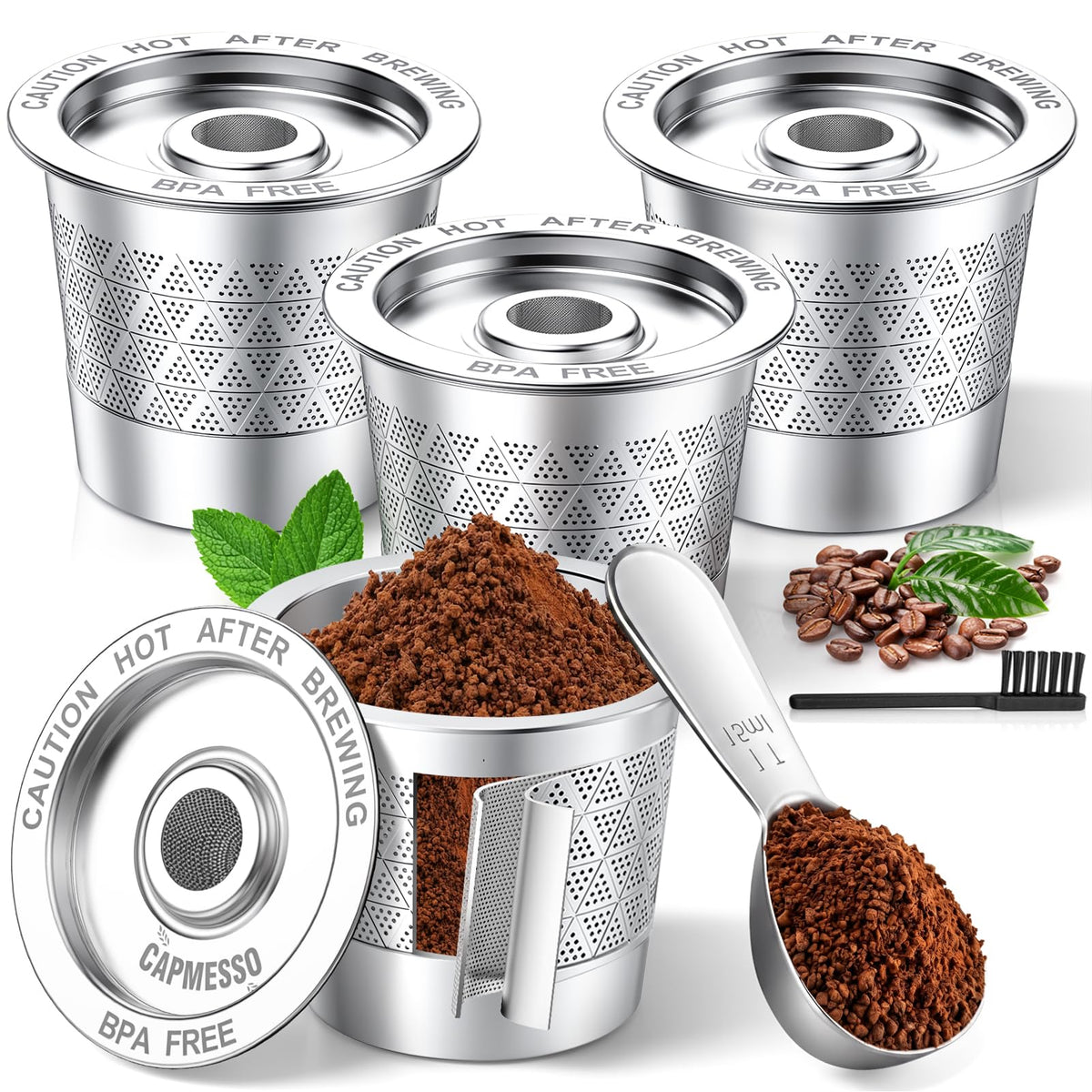 Reusable stainless steel coffee pods 4-pack