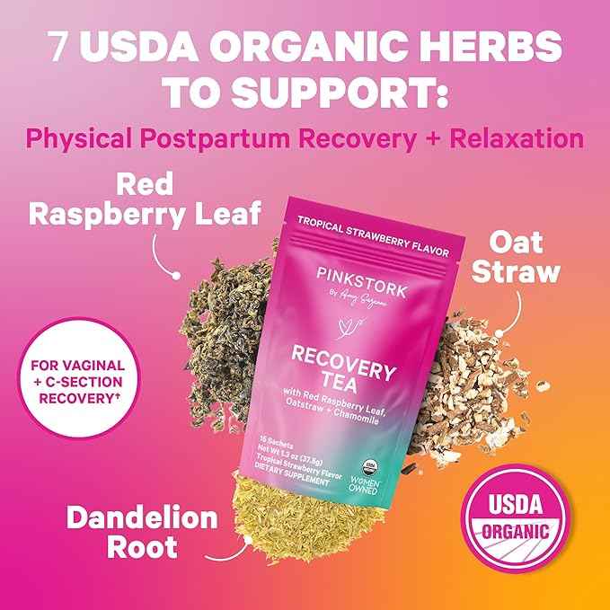 Pink Stork Postpartum Essentials Kit – Hormone Balance, Recovery & Mood Support for New Moms – Postnatal Vitamins Ashwagandha + Herbal Teas for Stress Relief, Energy, Sleep – Gift Set – Vegan, Organic