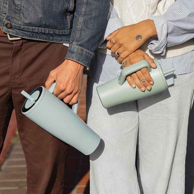 BrüMate Era 30 oz Tumbler with Handle and Straw | 100% Leakproof Insulated Water Bottle Tumbler with Lid and Flexible SoftSip Straw | Made of Stainless Steel | Cup Holder Friendly | 30oz (Blue Agave)