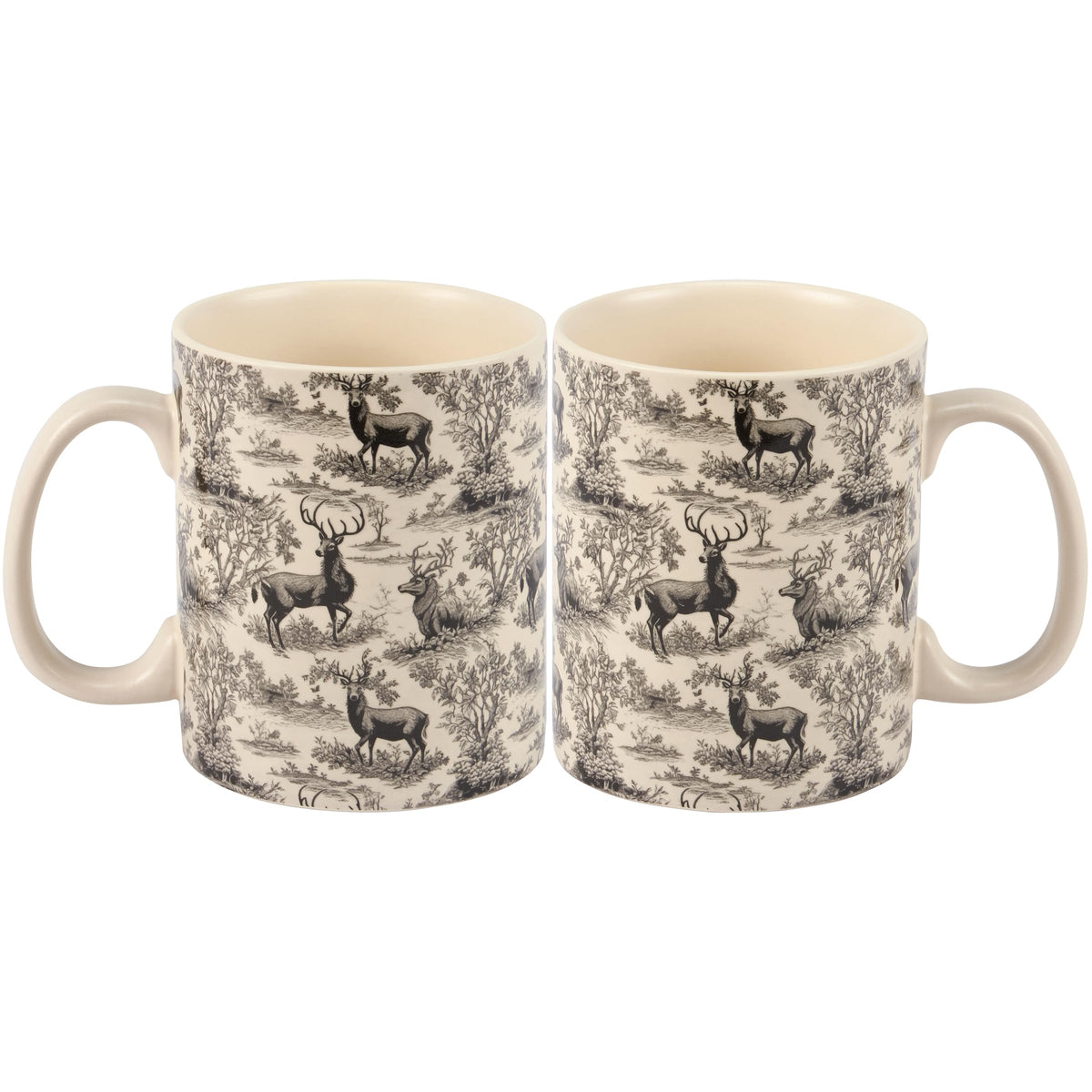 Rustic cabin style stoneware mug, side view