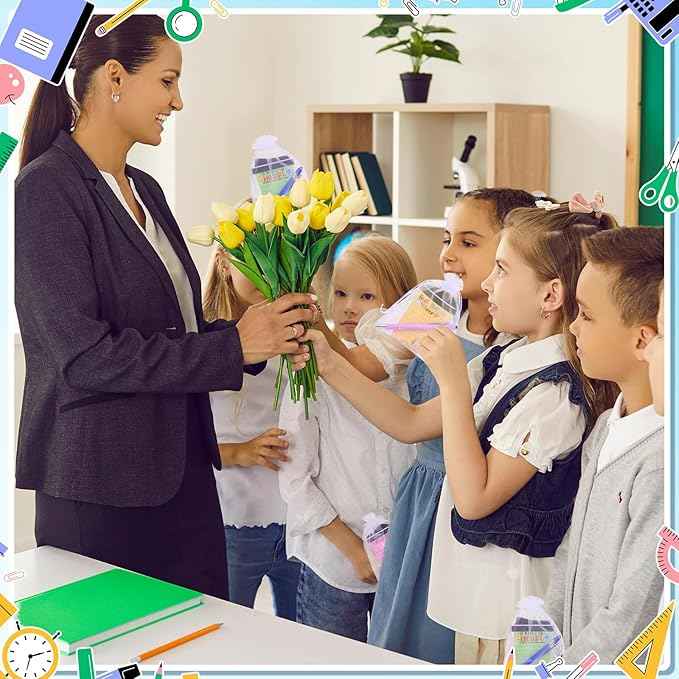 Mkway 24 Set Teacher Appreciation Gifts Bulk - 24 Coffee Cup Notepad+ 24 Ballpoint Pens+ 24 Drawstring Gift Bags, Bulk Gifts for School Office Christmas Teacher's Day Coworker Nurse Employee