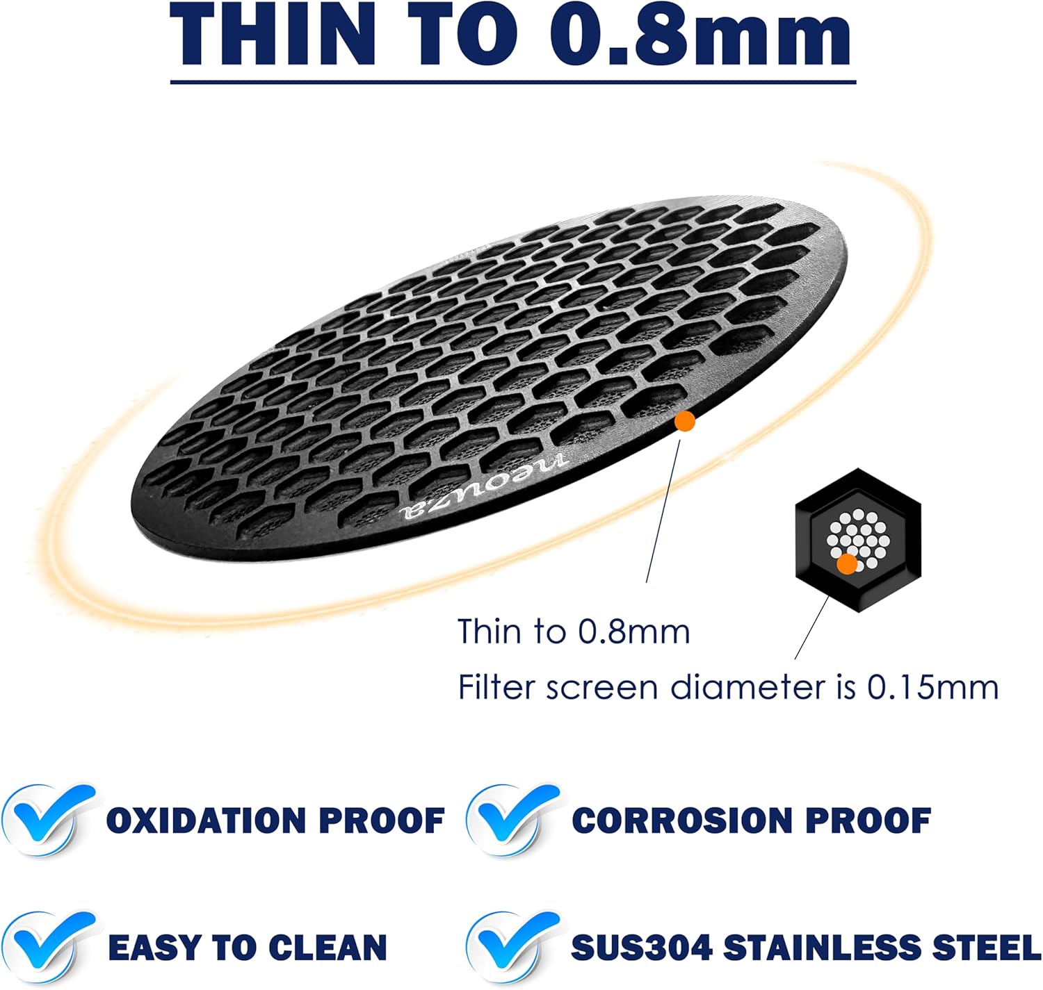 NEOUZA V4 Espresso Puck Screen 0.8mm Thickness Honeycomb Mesh Double Layer Black Protective Coating for Coffee Portafilter Basket (2, Black and Silver, 58mm)