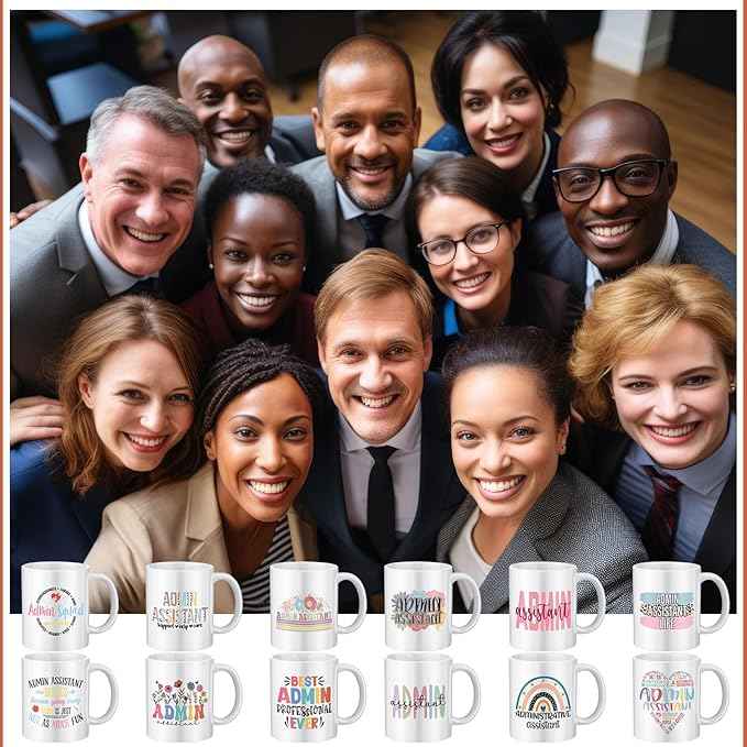 12 Pcs Administrative Professional Day Mug Bulk Thank You Gifts 11oz Ceramic Mug Cup for Coffee Tea Milk Latte Hot Chocolate Social Worker Support Help Care