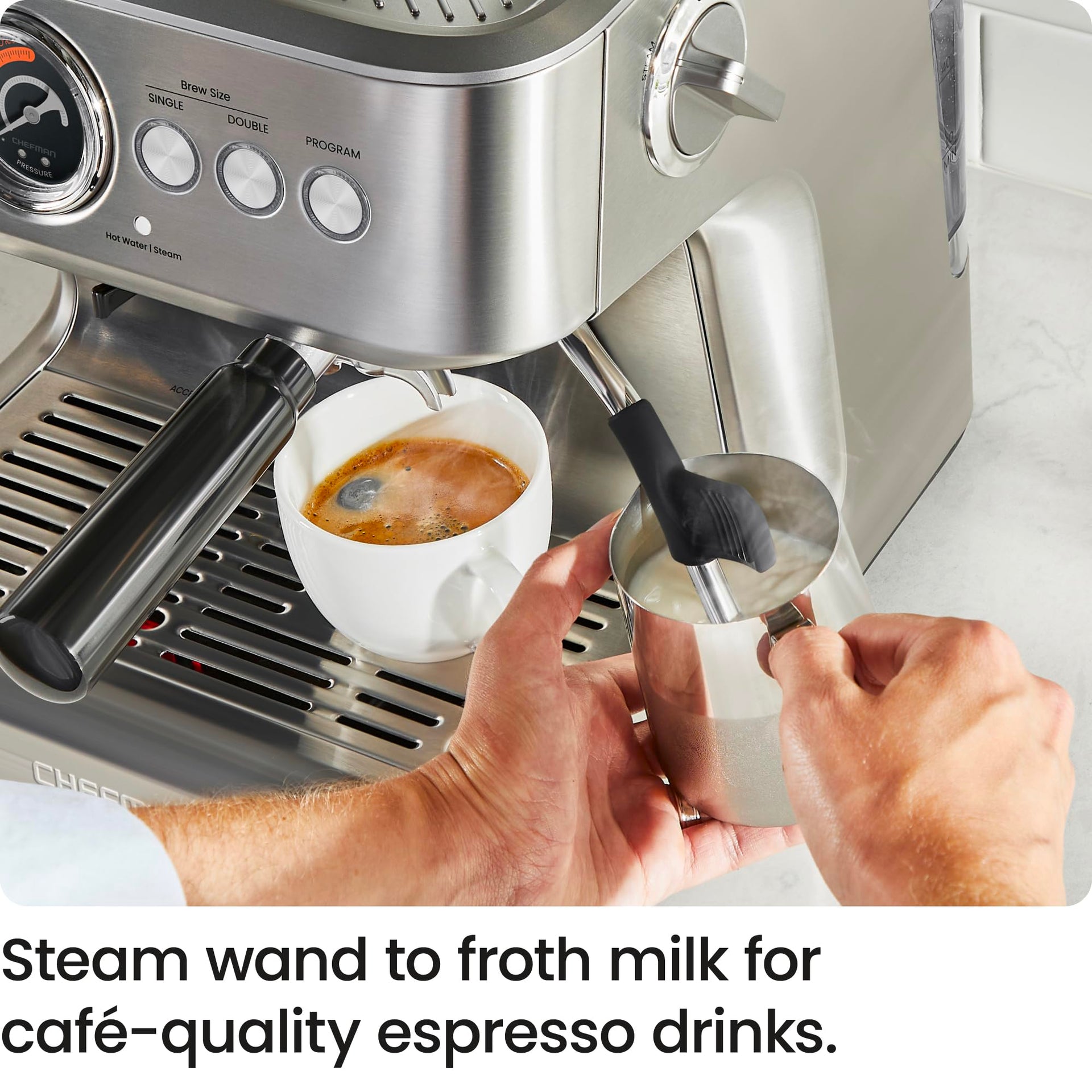 Crema Supreme 15 Bar Espresso Machine with Milk Frother (101.4421 Fl Oz)