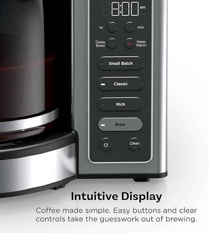 Ninja Fresh Brew™ Drip Coffee Maker | Programmable 14Cup Glass Carafe, Brew Classic & Rich, 70oz Removable Water Reservoir | Small Batch, Delay Brew, Adjustable Warming Plate | Stainless Steel | CE451