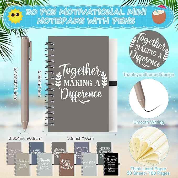 Shellwei 90 Pcs Employee Appreciation Gifts Bulk 24 oz Thank You Tumbler with Lid and Straw Mini Spiral Notebooks and Pens Appreciation Gifts for Team Employee Coworkers Teacher (Awesome)