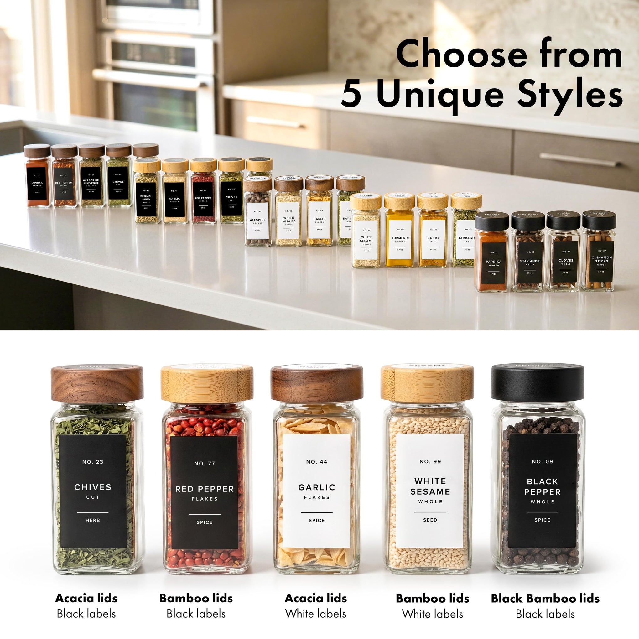 Glass Spice Jars with Label (36 Count)