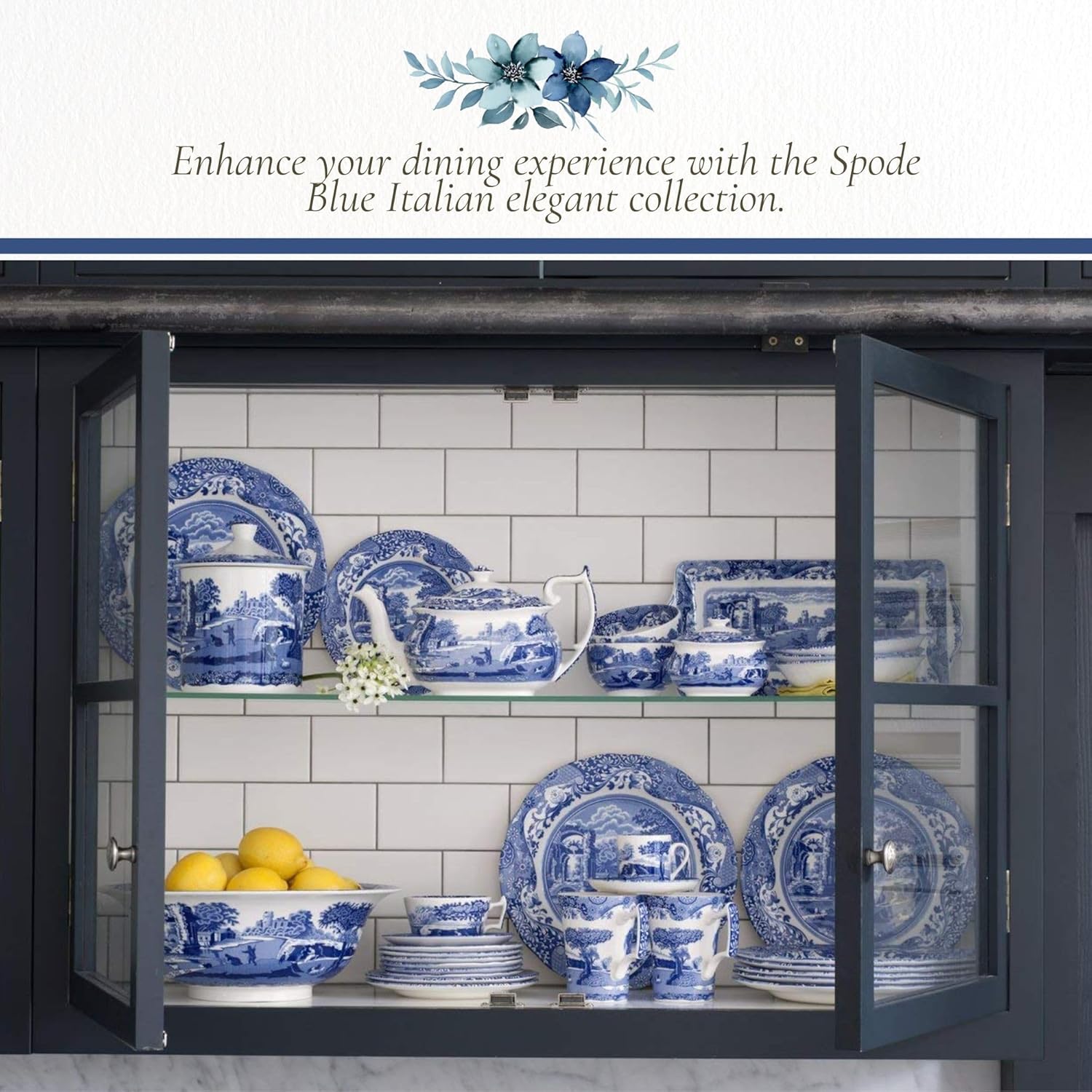 Spode Blue Italian French Press | 28-Ounce Capacity | Espresso, Coffee, and Tea Maker | Porcelain Cafetiere | Stainless Steel Plunger | Dishwasher Safe (Blue/White) - Blissbrew