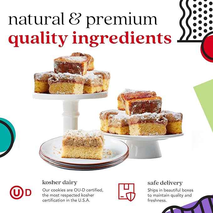 David's Cookies Fresh Baked Gourmet Crumb Cake Food Gift Basket - Gourmet Crumb Cake Assortment With Original Butter, Raspberry Gift Basket - Ideal Gift for Corporate Birthday Fathers Mothers Day Get Well and Other Special Occasions - 2 lb (14 pcs)