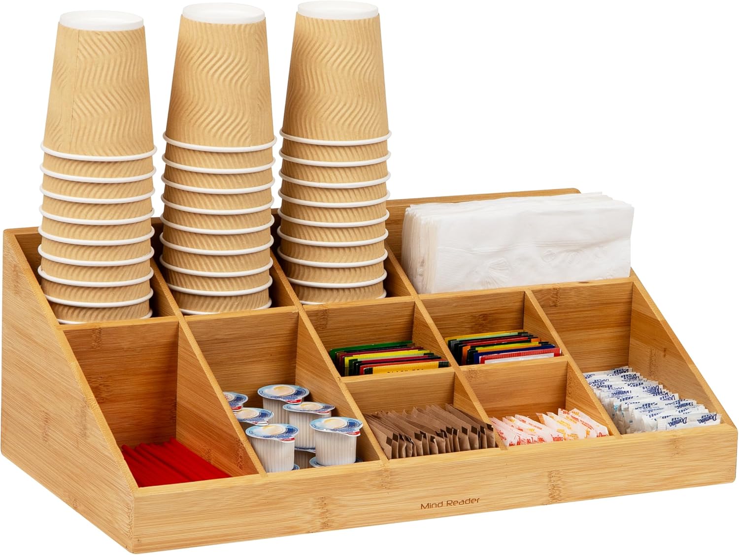 Mind Reader Cup and Condiment Station, Countertop Org, Coffee Bar, Rayon from Bamboo Cup, 18.125