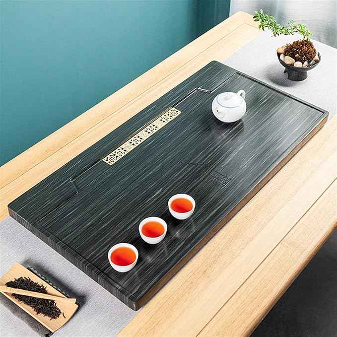 Tea Set Natural Green Wood Grain Stone Tea Tray Smooth Surface Home Office Modern Stone Tea Table Chinese Tea Set(100x50x3cm)