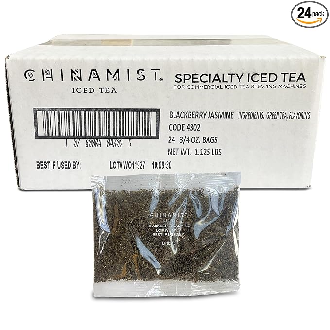 CHINAMIST Blackberry Jasmine Loose Leaf Green Tea Portion Packets, 24 Bags – 0.75 oz Each – For Iced Tea Brewing