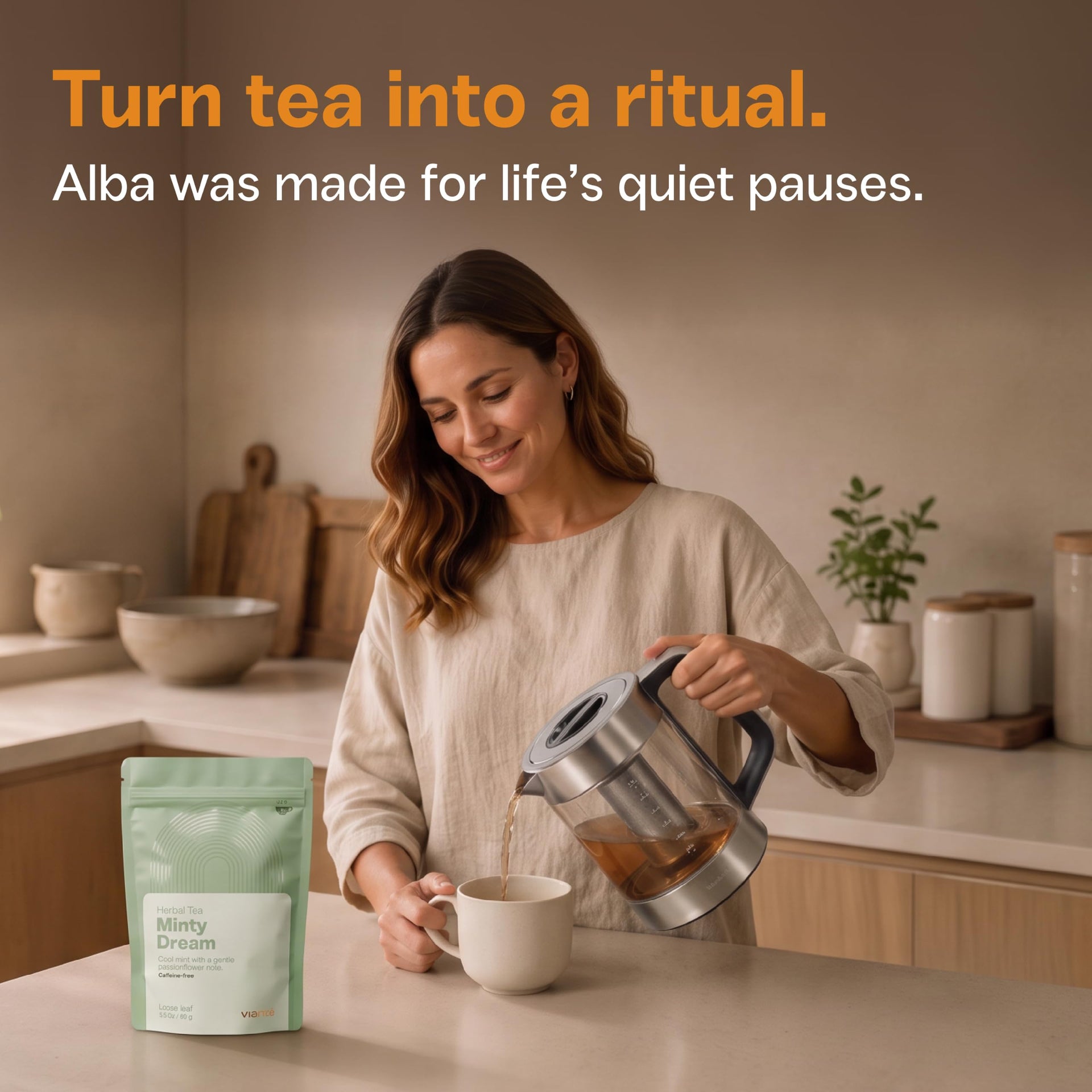Viante Alba Electric Tea Kettle With Infuser
