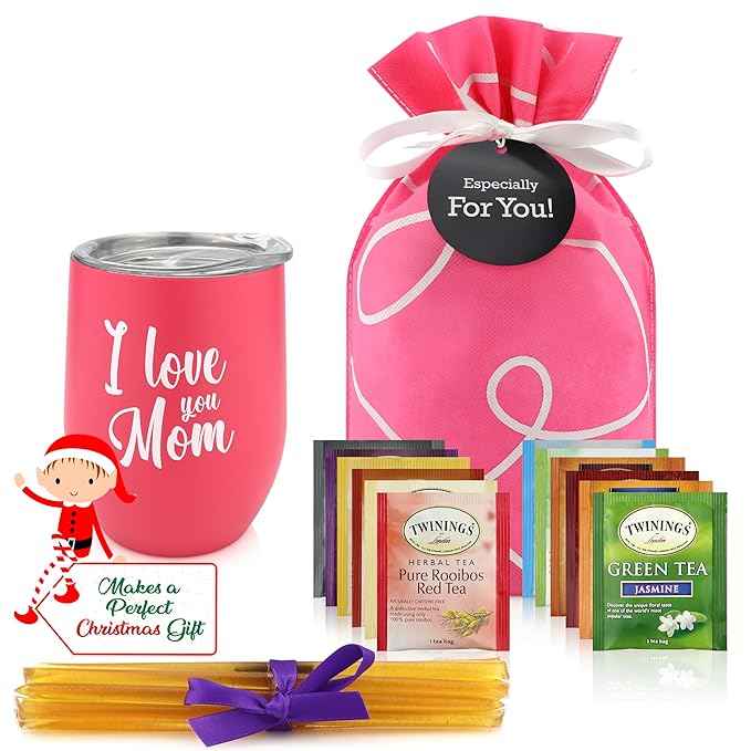Gifts For Mom - Tea Lovers Gift Basket, Set Includes Temperature Retention Cup 12 Special Blend Teabags & Honey Presented in Beautiful Gift Bag For Mothers Day, Birthday, Get Well, Thinking of You Care Package