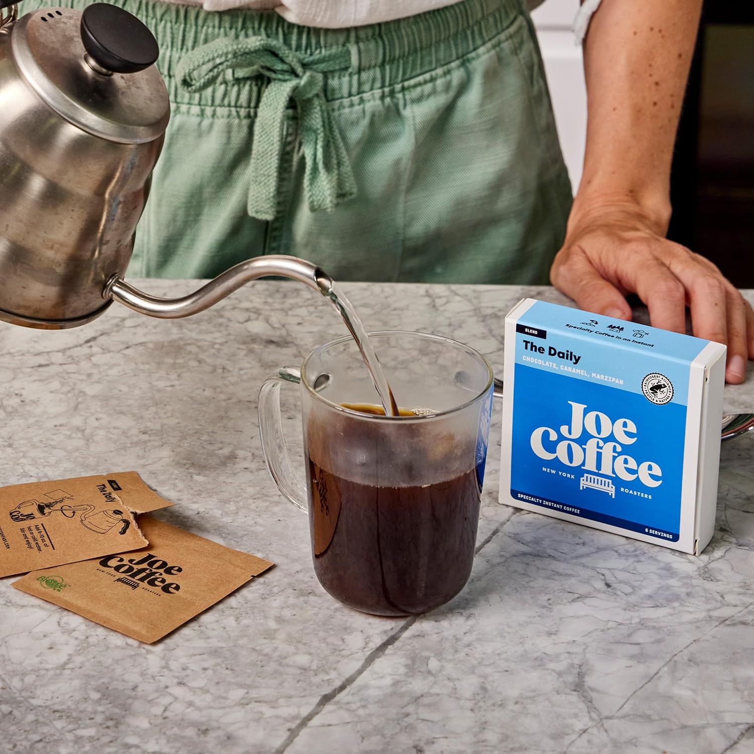 Joe Coffee Company - Nightcap Decaf Specialty Instant Coffee Packets (6 Sachets) | NYC Roaster, Kosher, Climate-Friendly
