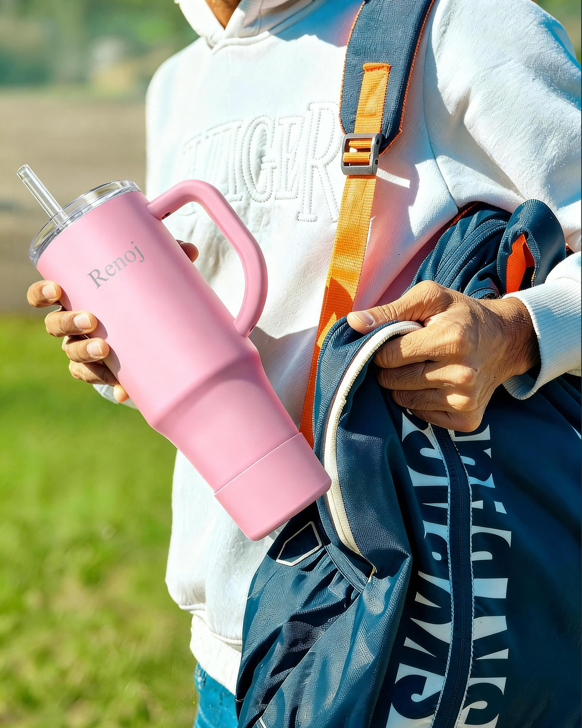 Double-wall tumbler with tapered base for cup holders