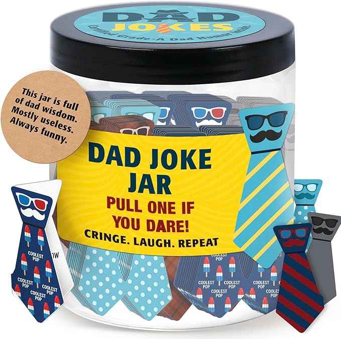 60 Dad Jokes Cards Jar, Funny Birthday Gift for Dads from Daughter, Stocking Stuffers, Christmas White Elephant Gifts for Adults, Men Granpa Gift, Funny Gag Gifts for Men