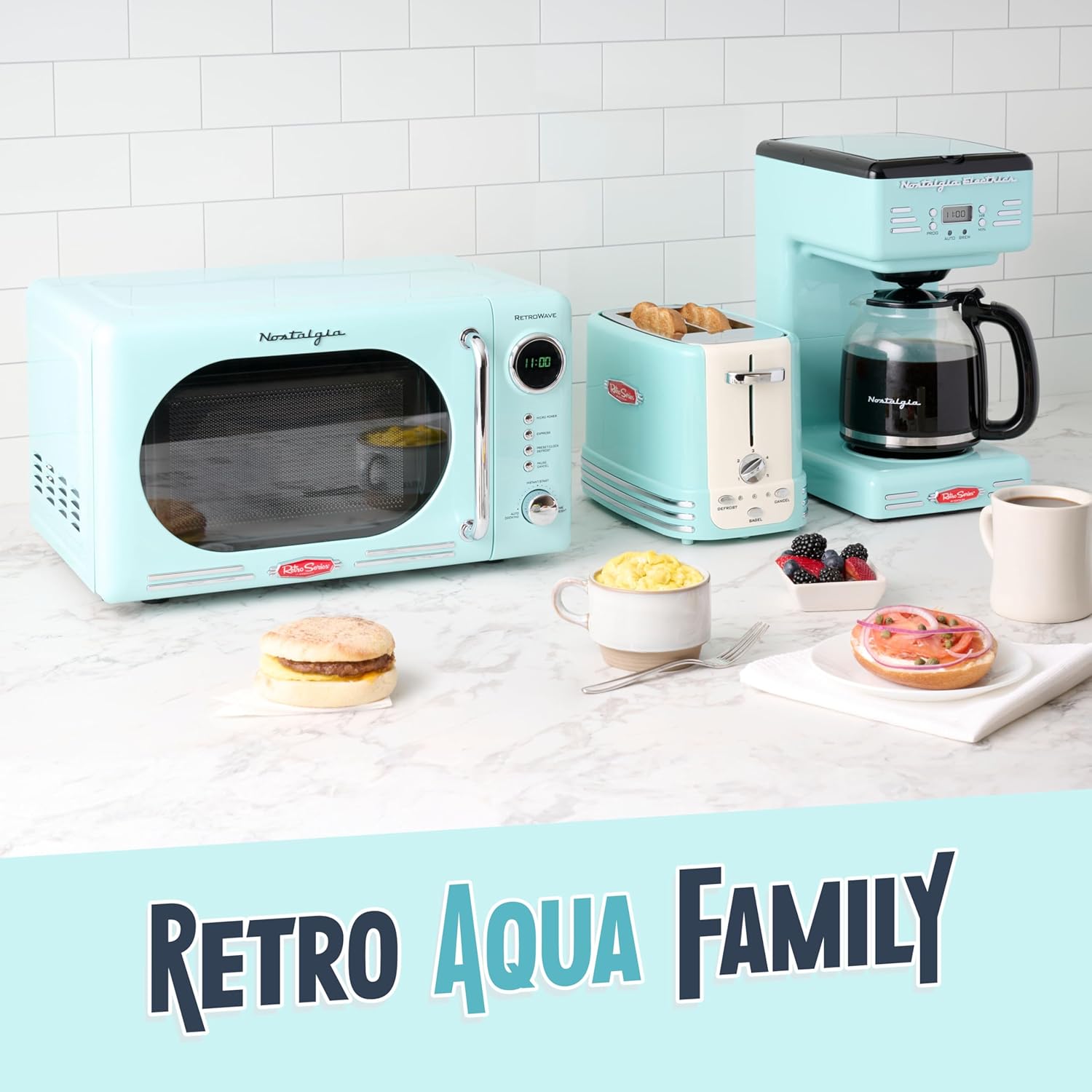 Nostalgia Retro 12-Cup Programmable Coffee Maker With LED Display, Automatic Shut-Off & Keep Warm, Pause-And-Serve Function, Aqua