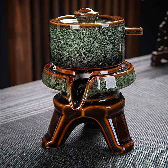 Lazy Tea Set, Automatic Stone Grinding Pot, GongFu Tea Set, Gift Box Suitable for Tea Ceremony Parties, Father's Day, Birthday and Christmas (Lazy Green)