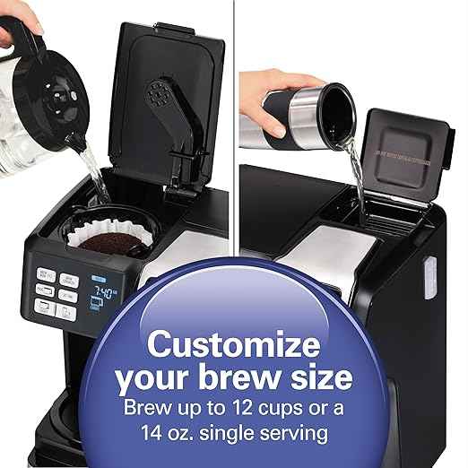 Hamilton Beach FlexBrew Trio 2-Way Coffee Maker, Compatible with K-Cup Pods or Grounds, Combo, Single Serve & Full 12c Pot, Black