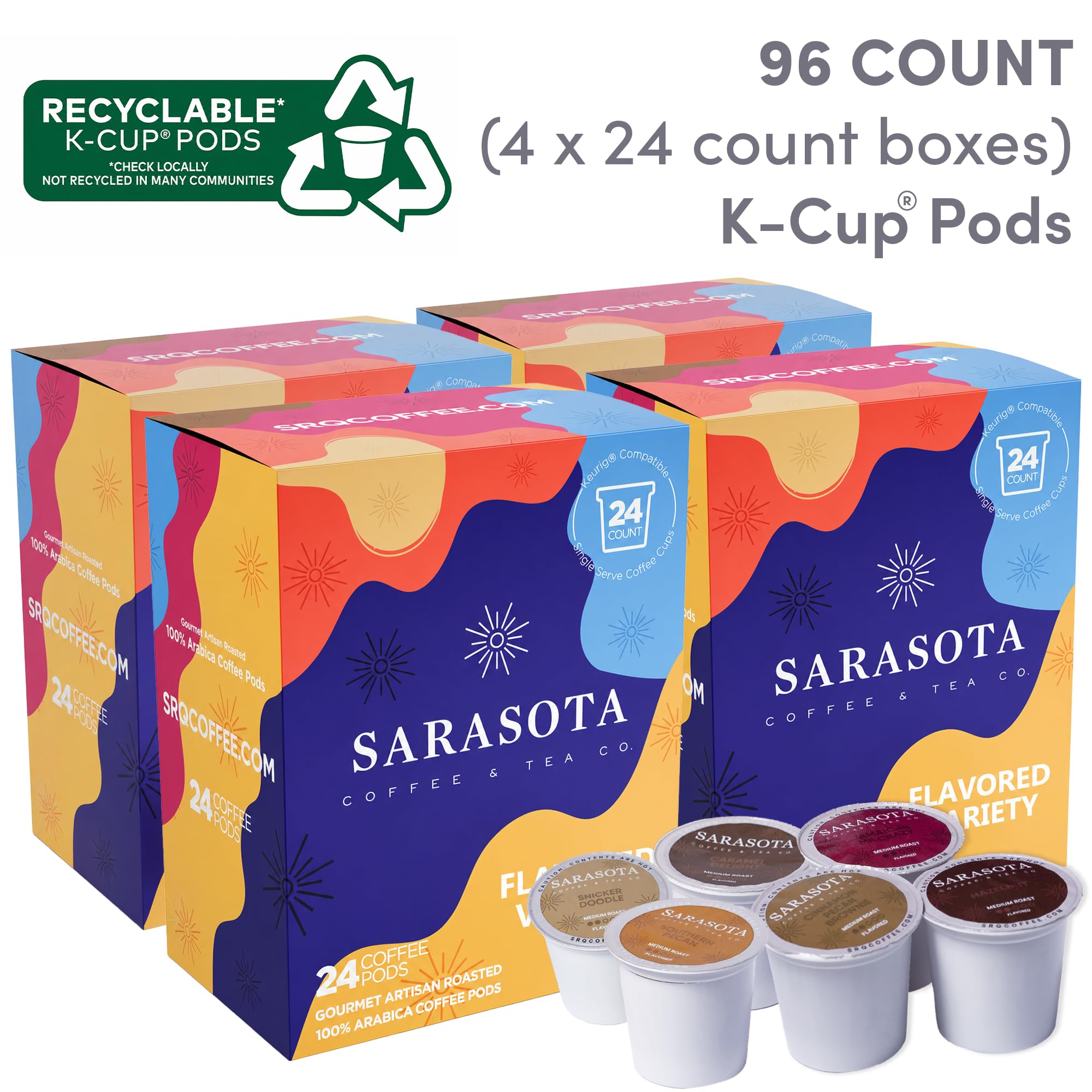 Flavored K Cup Coffee Pods Variety Pack (96 Count)