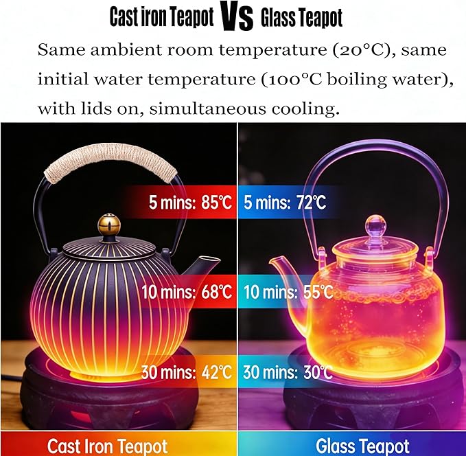 Cast Iron Teapot - Japanese Tetsubin 34oz (1000ml) Enamel Coated Interior with Removable Stainless Steel Infuser, Stovetop Safe Tea Kettle for Tea Ceremony, Black Gold