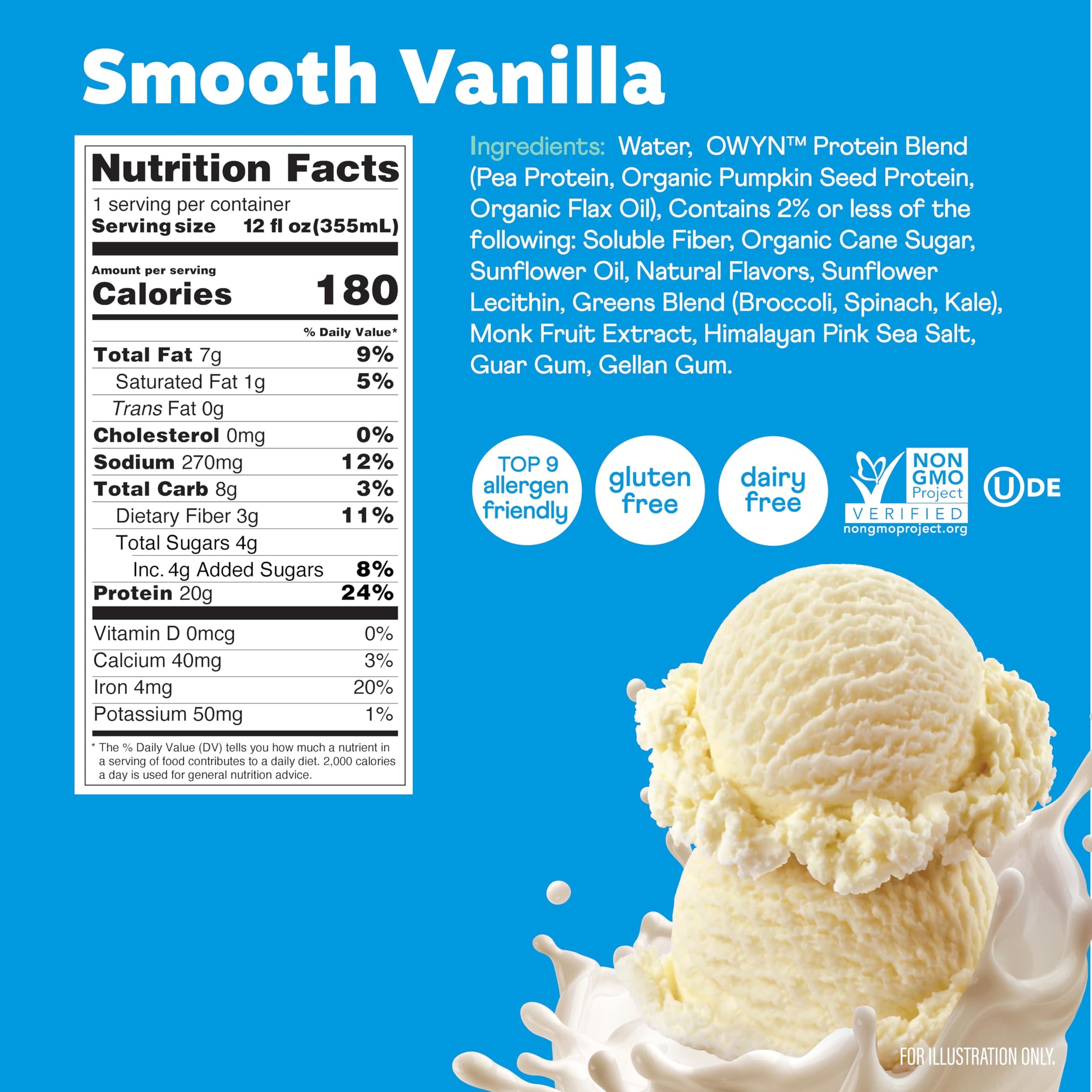 Smooth Vanilla Flavored 20g Protein Shake (144 Fl Oz)