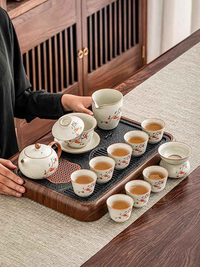 Ru Kiln Persimmon Pattern Tea Set, Teapot, Gaiwan and Cups-suit15