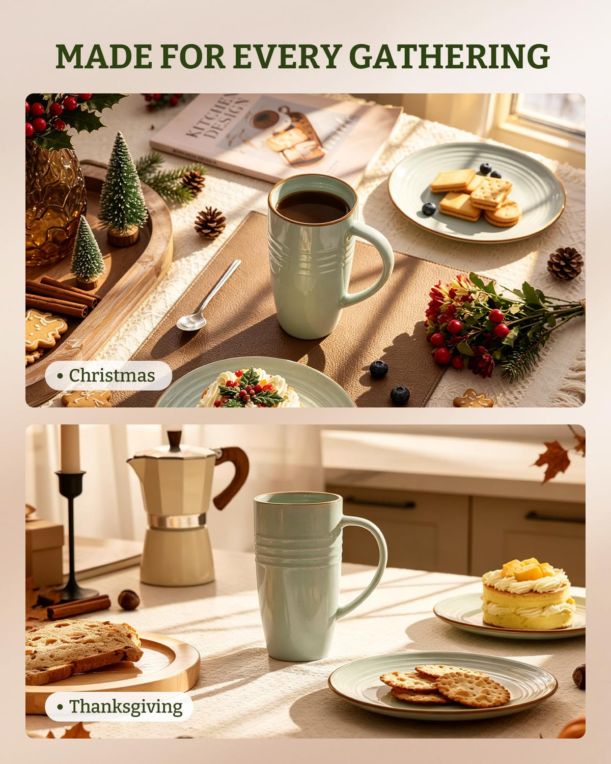Stoneware mug with smooth easy-clean surface
