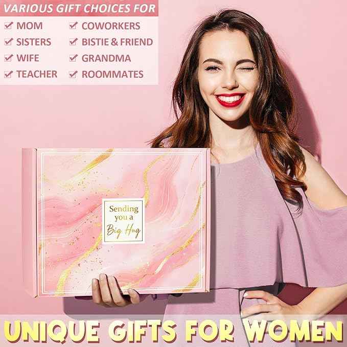 Birthday Gifts for Women Self Care Get Well Soon Gifts, Rose Relaxing Spa Bath Gift Basket Care Package w/ Flannel Blanket 40 OZ Tumbler, Mother's Day Gift for Mom Her Wife Girlfriend Grandma Sister
