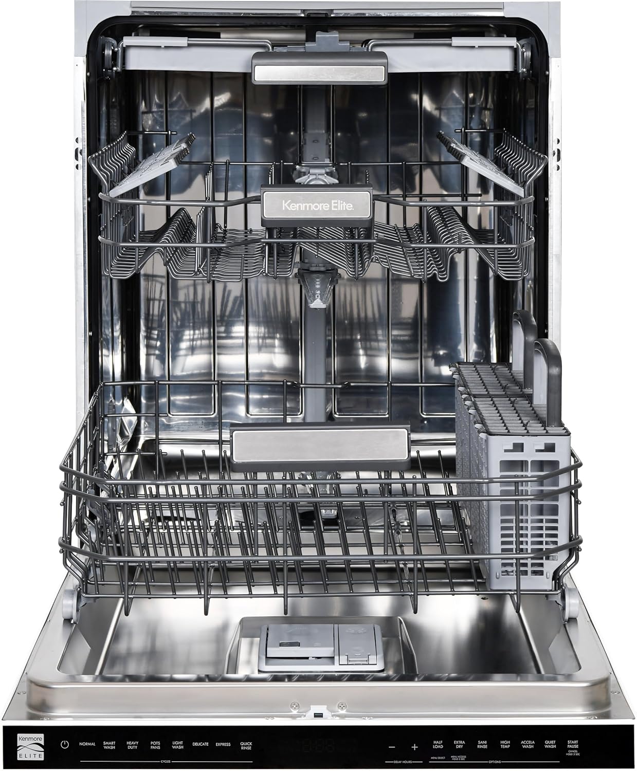 Kenmore Elite 24" Built-in Stainless Steel Tub Dishwasher TotalFlex 3rd, SmartWash, UltraWash, TurboDry, MoreSpace Plus Adjustable Rack, Energy Star Certified, White - Blissbrew
