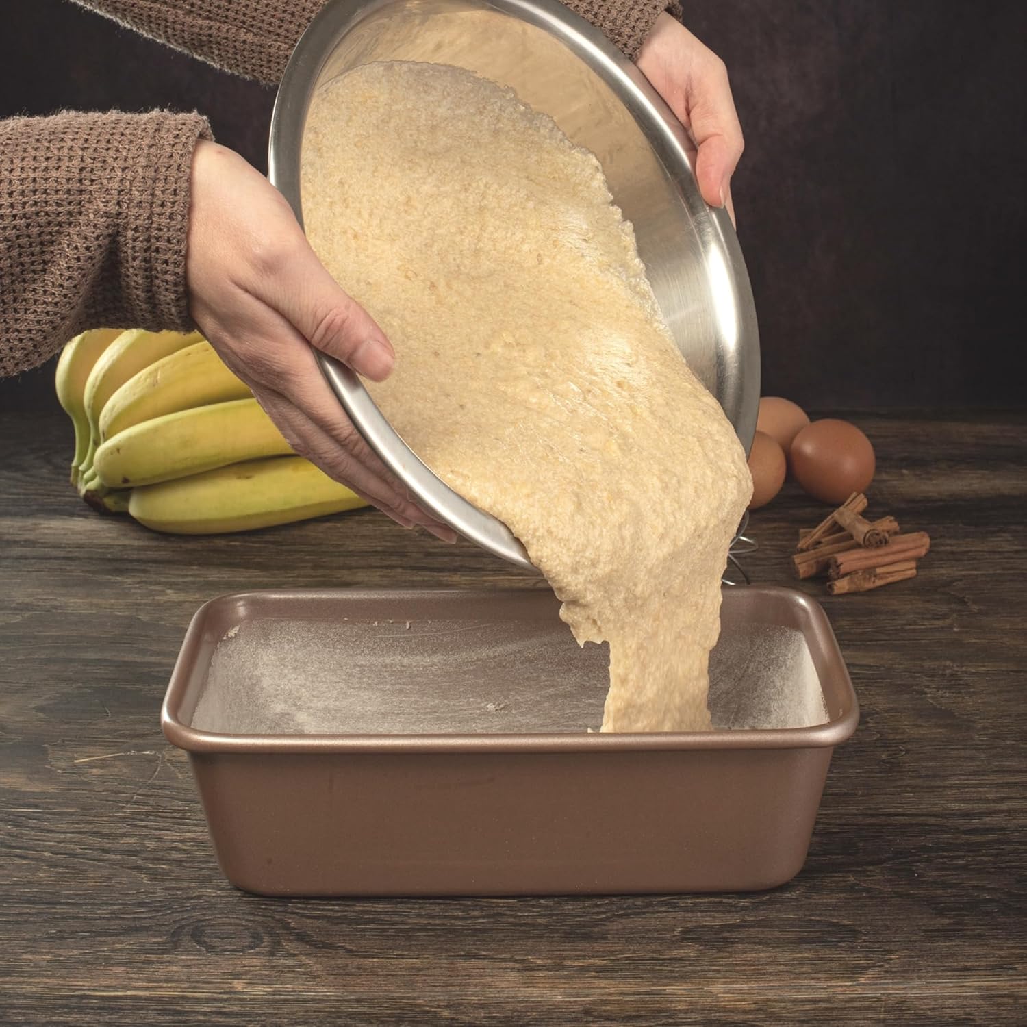 Nonstick 9x5 inch Bread Loaf Pan for Oven | PFOA & BPA Free Non Toxic Loaf Tin | Molds for Baking | Best 9 x 5 Non stick Bakeware | Nontoxic 5x9 Banana Bread Mold Pans & Tins
