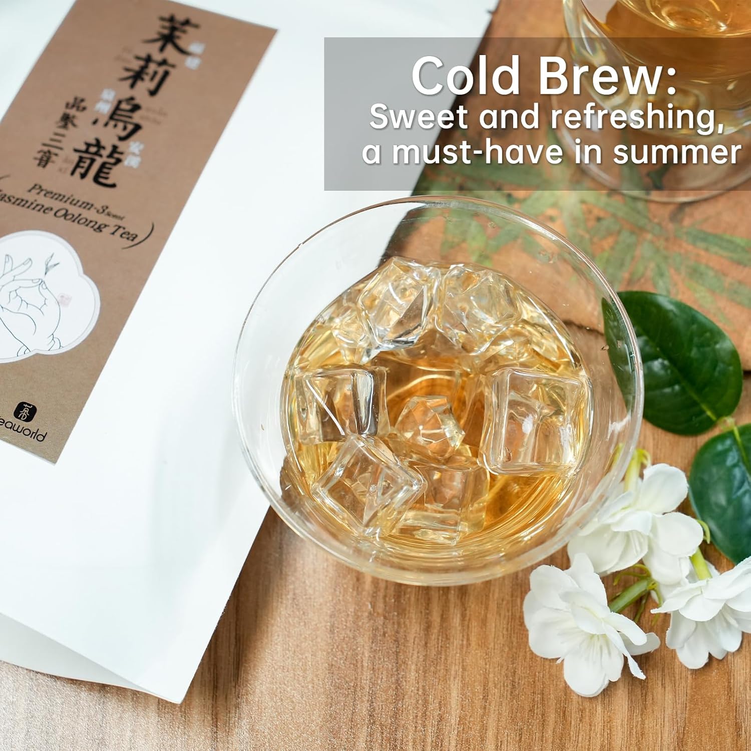 iTeaworld Jasmine Oolong Loose Leaf Tea, Fujian Anxi Tieguanyin Whole Leaf, Natural Jasmine Aroma, No Sugar & Additives, Hot & Cold Brew, Sealed Bag, 3.52oz