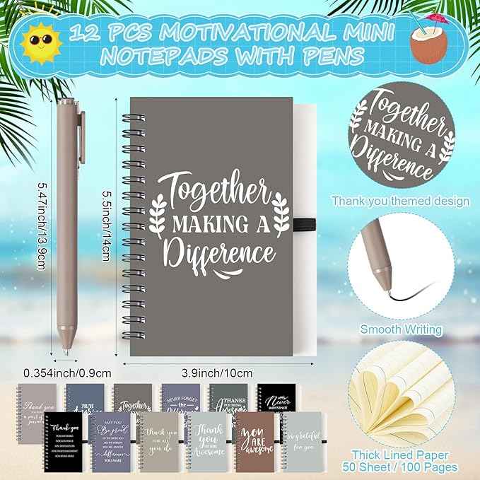 Shellwei 36 Pcs Employee Appreciation Gifts Bulk 24 oz Thank You Tumbler with Lid and Straw Mini Spiral Notebooks and Pens Appreciation Gifts for Team Employee Coworkers Teacher (Awesome)