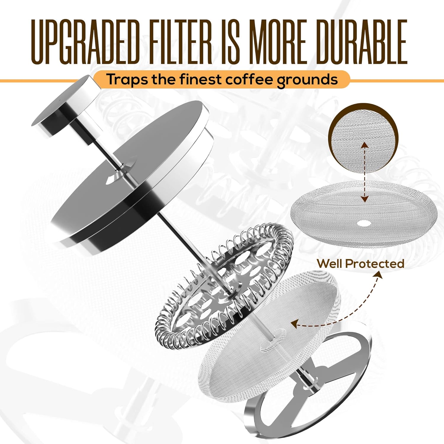 Utopia Kitchen Stainless Steel French Press Coffee Maker 12 Oz, French Press Tea Maker, Cold Brew Portable Travel Coffee Presses, Tea Press Gifts Silver - Blissbrew