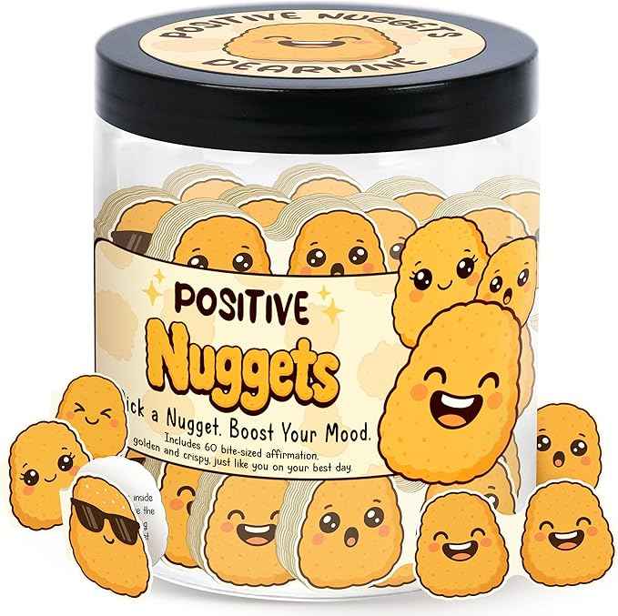 Positive Chicken Nuggets Jar with 60 Affirmation Cards, Emotional Support Chicken Gift, Chicken Nuggets Gifts, Gag Cute Funny for Women, Teens, Men