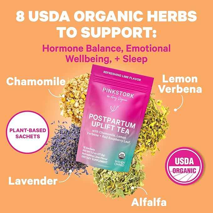 Pink Stork Postpartum Essentials Kit – Hormone Balance, Recovery & Mood Support for New Moms – Postnatal Vitamins Ashwagandha + Herbal Teas for Stress Relief, Energy, Sleep – Gift Set – Vegan, Organic