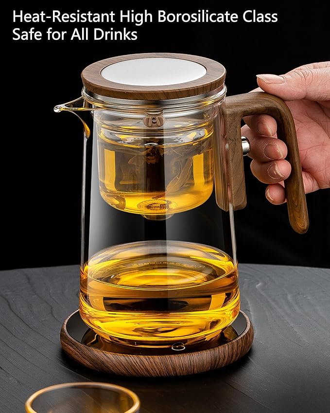 Witchcraft Magnetic Glass Teapot with Infuser - Loose Leaf Tea Pot with Detachable strainer,magical teapot,gifts for tea lovers(800ml)