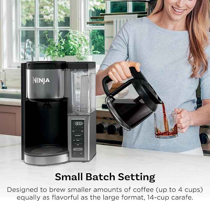 Ninja Fresh Brew™ Drip Coffee Maker | Programmable 14Cup Glass Carafe, Brew Classic & Rich, 70oz Removable Water Reservoir | Small Batch, Delay Brew, Adjustable Warming Plate | Stainless Steel | CE451