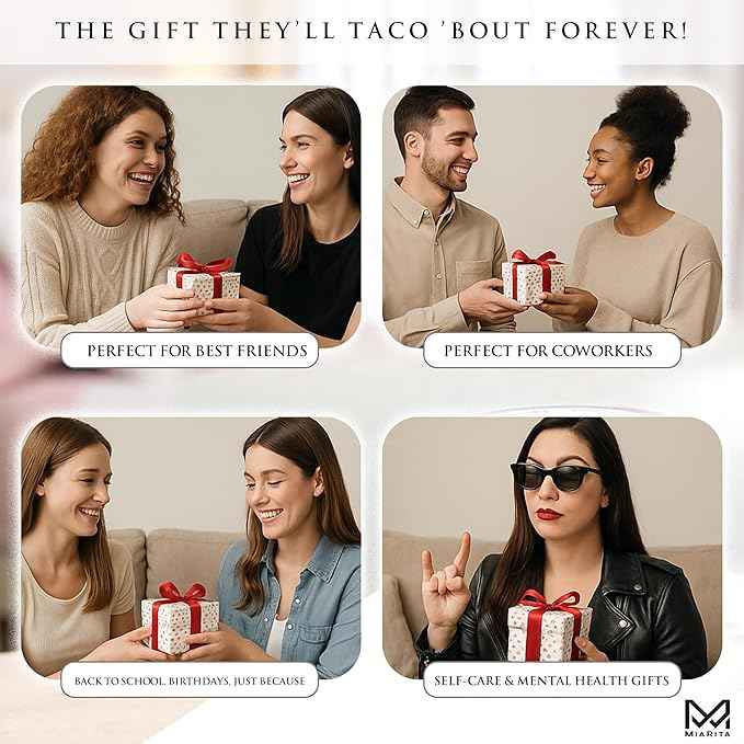 Positive Taco Jar - 60 Affirmation Cards Funny Birthday Gifts for Women Men Easter Basket Stuffers Teens Son Mom Dad Daughter Sister Friend Coworkers Teachers Employee Appreciation Gifts Self Care White Elephant Gift
