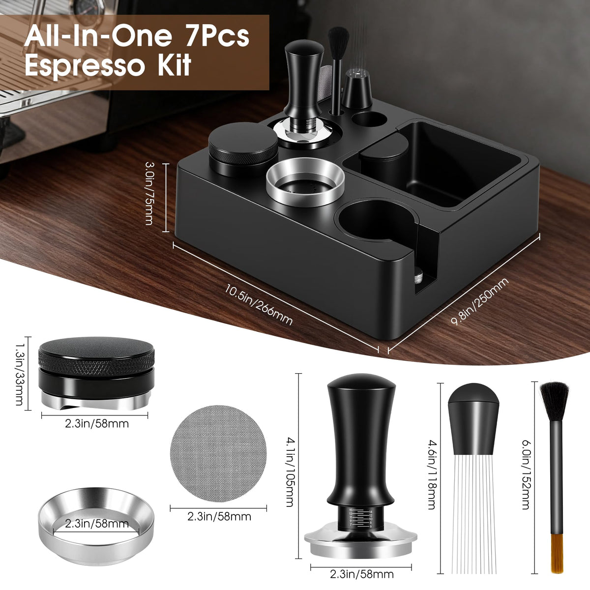 Reusable espresso puck screen included in the kit