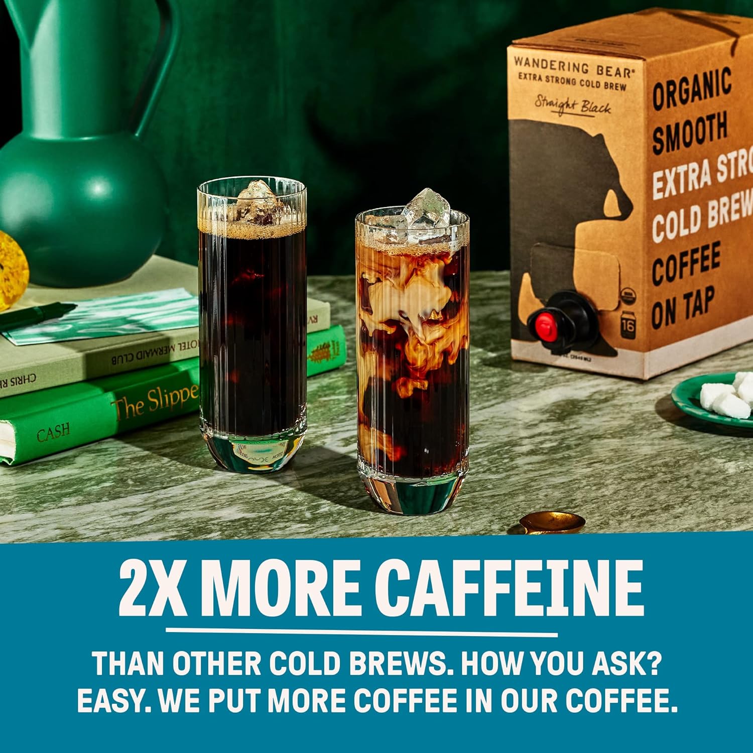 Wandering Bear Organic Vanilla Cold Brew Coffee On Tap, 96 fl oz - Extra Strong, Bold, Smooth, Unsweetened, Shelf-Stable, Ready to Drink, Gluten Free, & Vegan, Iced Cold Brewed Coffee Drinks