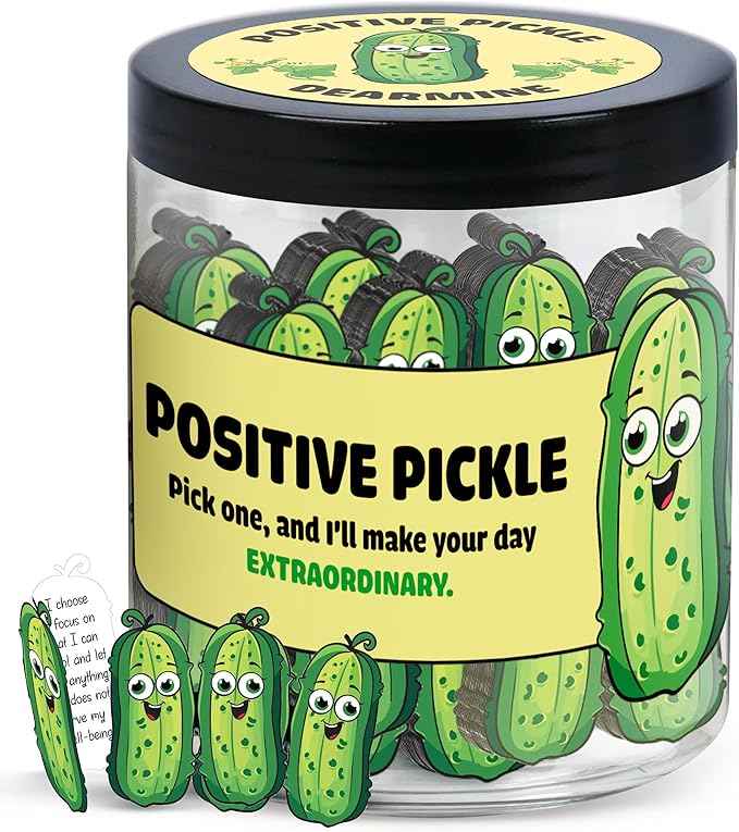 60 Positive Pickle Cards Jar, Easter Basket Stuffers for Teens, Graduation Gifts, Birthday Gifts for Mom, Women, Coworkers, Adults, Teachers, Teen Girl Gifts Trendy Stuff