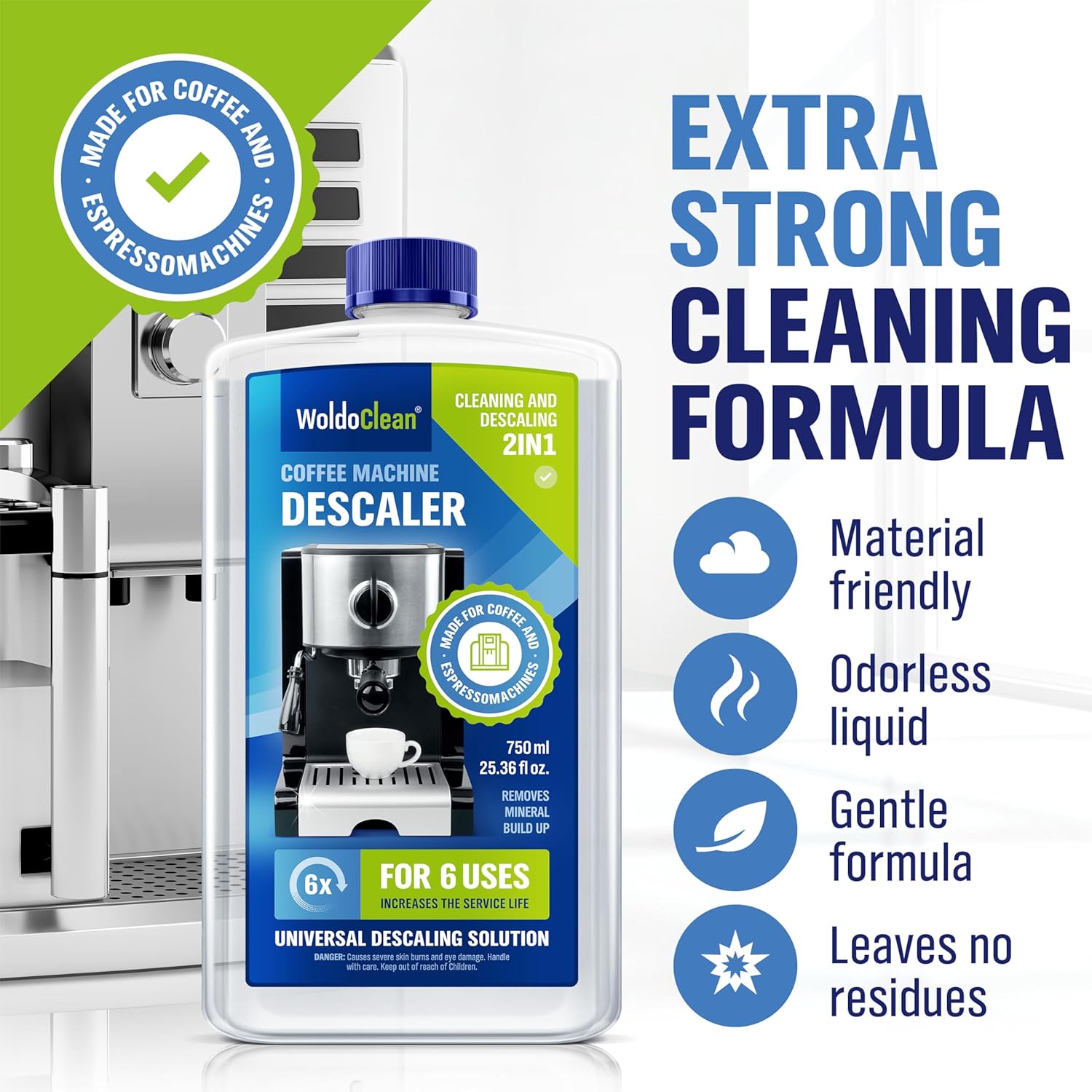 Descaler Solution for Coffee Maker 25.4 oz (6 uses) - compatible with compatible with Keurig, Nespresso, Breville, Ninja, Cuisinart